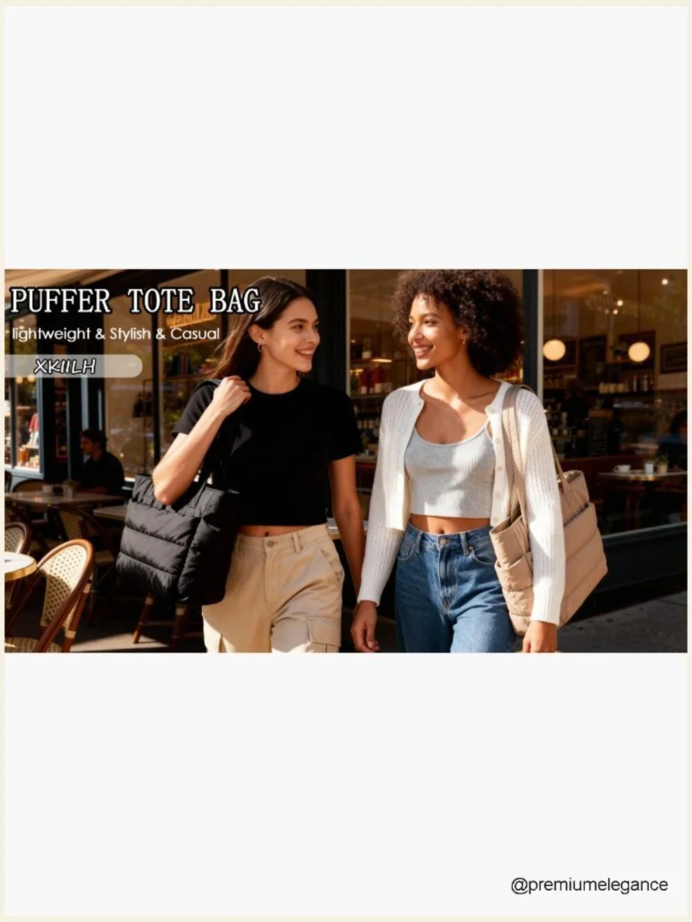 Quilted Puffer Tote Bag for Women, Lightweight Laptop Shoulder Handbag Work
